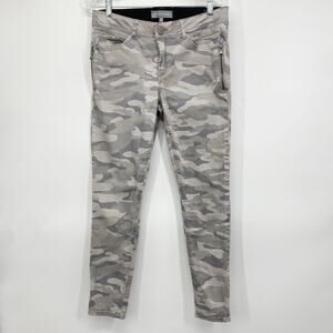 Wit & Wisdom Gray Camo Skinny Jeans Womens 8P Stretch Mid Rise Zipper Pockets